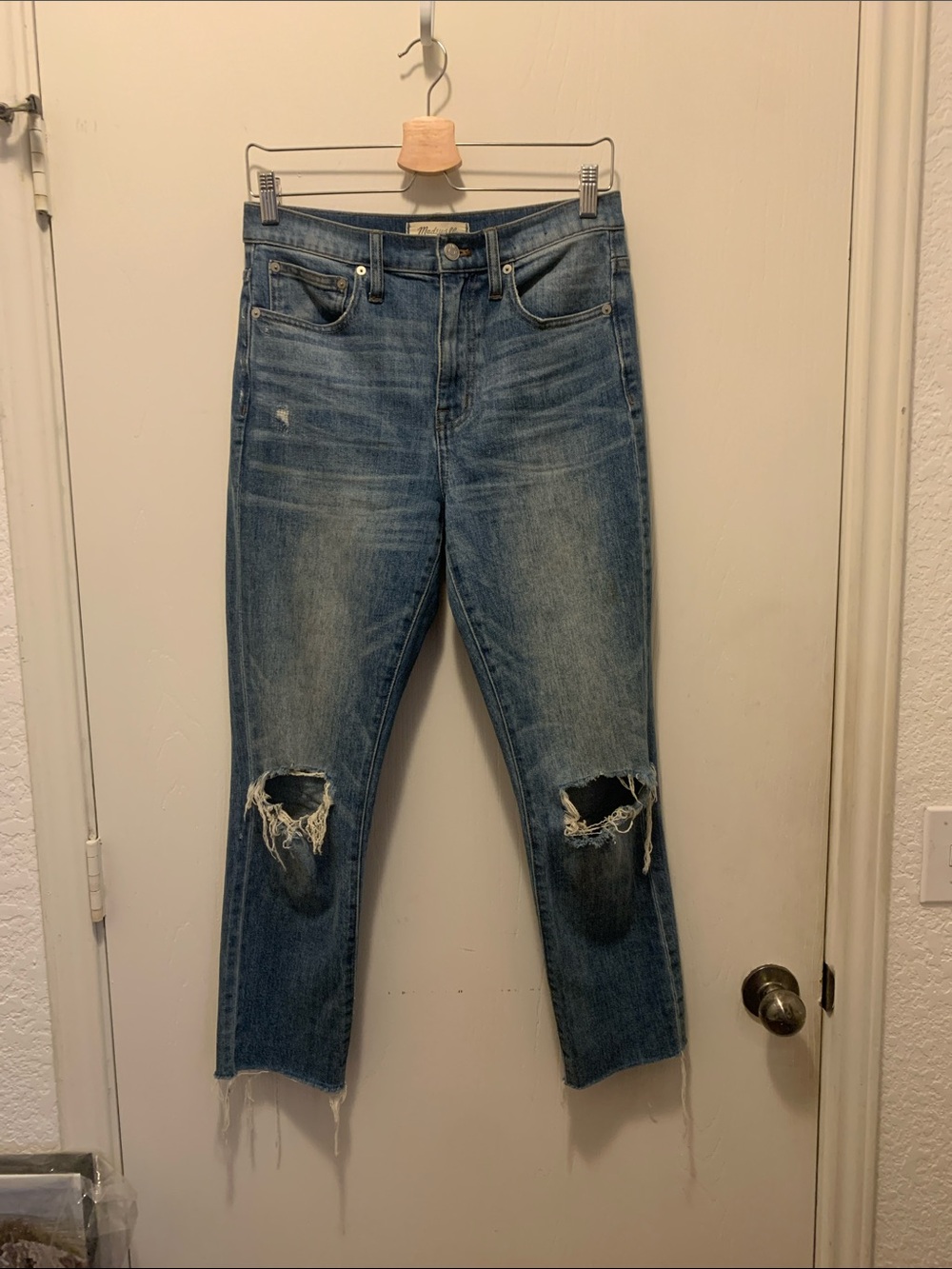 Madewell Distressed Blue Cropped Ankle Jeans